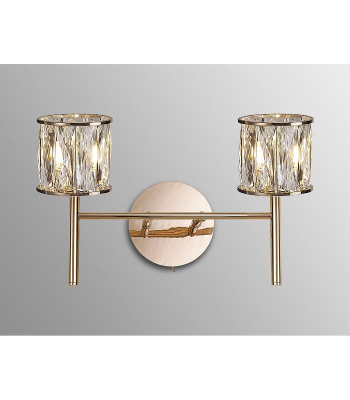 Keene 2 Light G9 Switched Wall Lamp French Gold / Clear Crystal Shade-3