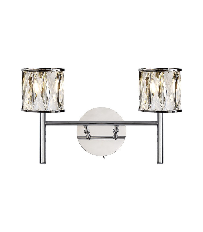 Keene 2 Light G9 Switched Wall Lamp Polished Chrome / Clear Crystal Shade-1