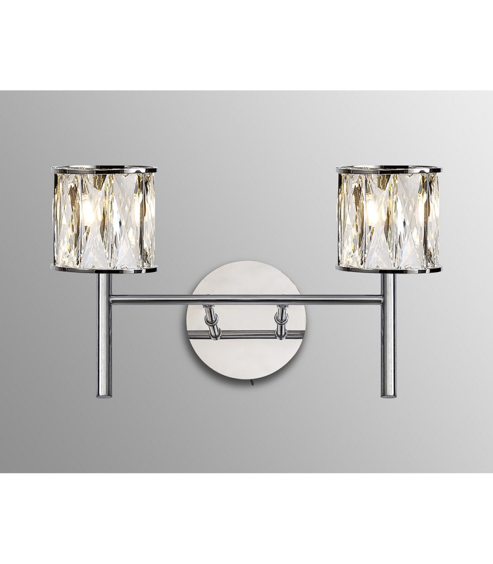 Keene 2 Light G9 Switched Wall Lamp Polished Chrome / Clear Crystal Shade-3