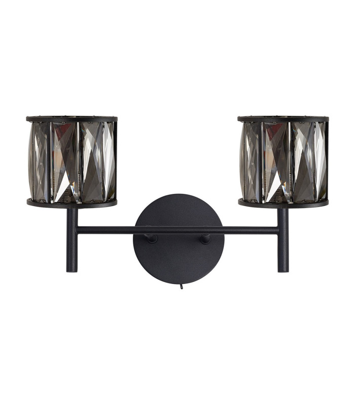 Keene 2 Light G9 Switched Wall Lamp Satin Black / Smoke Crystal Shade-4