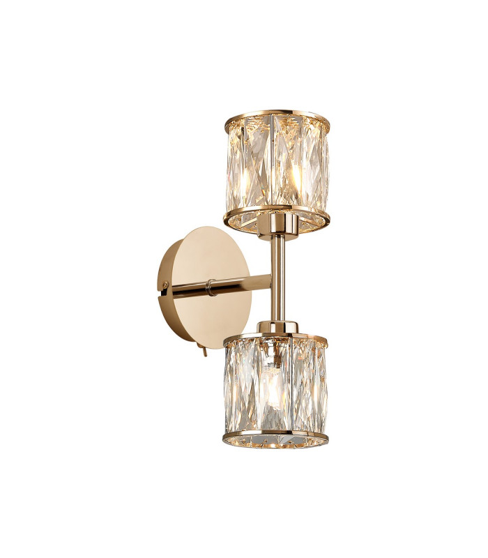 Keene 2 Light G9 Switched Up / Down Wall Lamp French Gold / Clear Crystal Shade-1