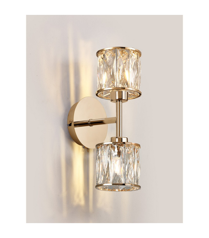 Keene 2 Light G9 Switched Up / Down Wall Lamp French Gold / Clear Crystal Shade-3