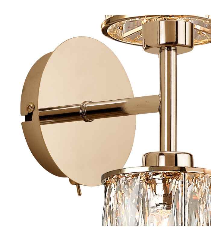 Keene 2 Light G9 Switched Up / Down Wall Lamp French Gold / Clear Crystal Shade-6