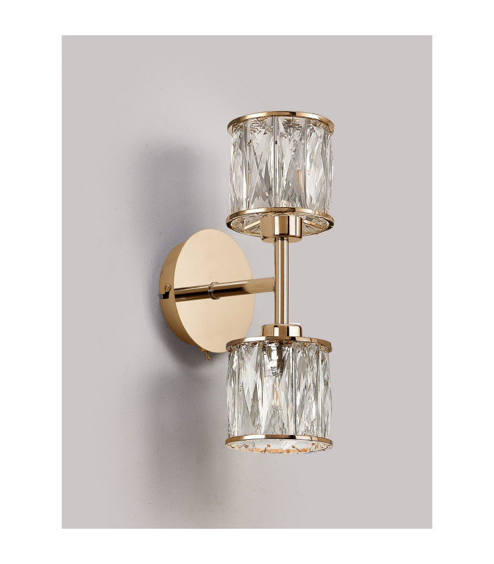 Keene 2 Light G9 Switched Up / Down Wall Lamp French Gold / Clear Crystal Shade-14