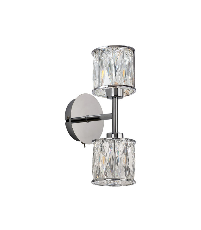 Keene 2 Light G9 Switched Up / Down Wall Lamp Polished Chrome / Clear Crystal Shade-4