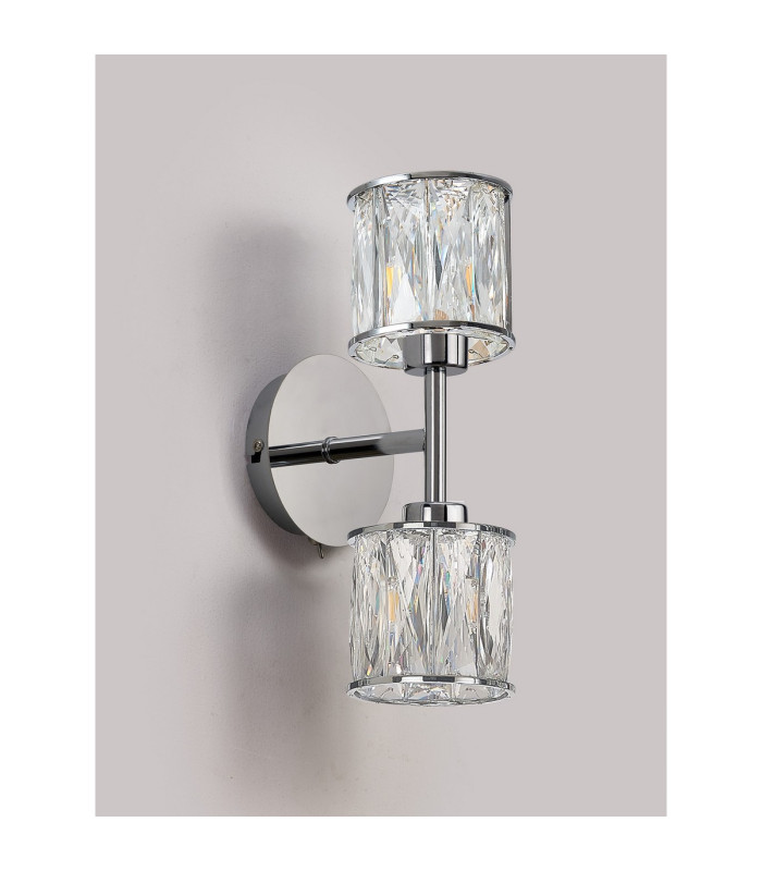 Keene 2 Light G9 Switched Up / Down Wall Lamp Polished Chrome / Clear Crystal Shade-11