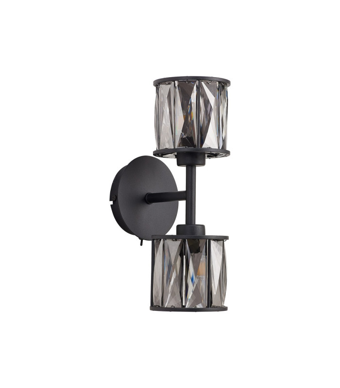 Keene 2 Light G9 Switched Up / Down Wall Lamp Satin Black / Smoke Crystal Shade-4