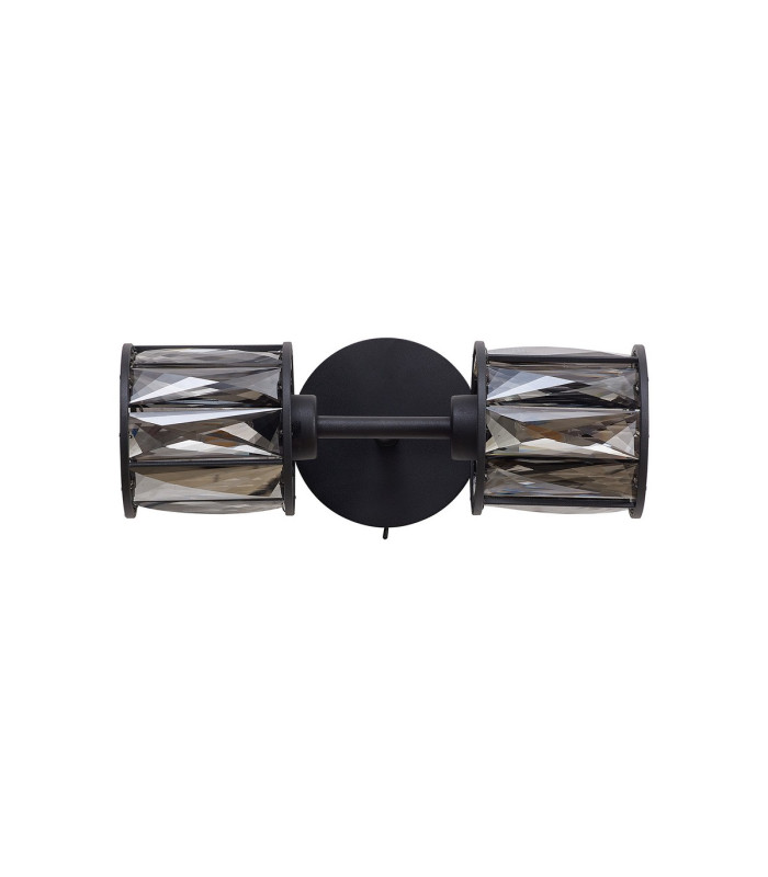 Keene 2 Light G9 Switched Up / Down Wall Lamp Satin Black / Smoke Crystal Shade-7