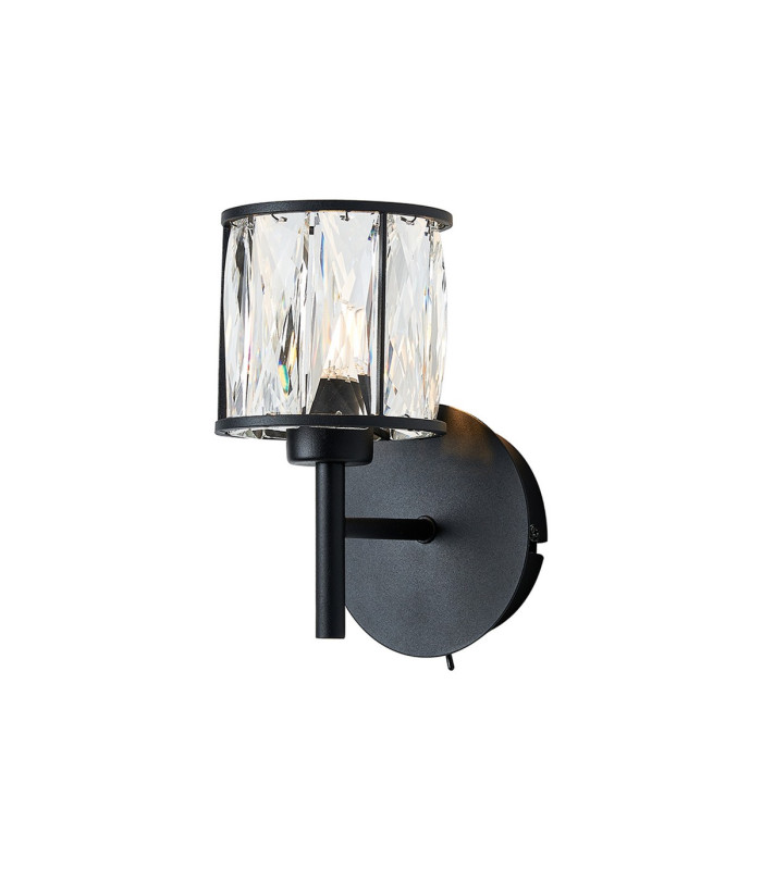 Keene 1 Light G9 Switched Wall Lamp Sand Black / Clear Crystal Shade-1