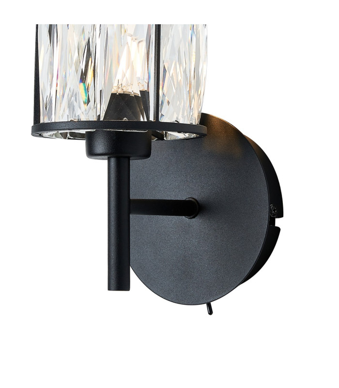 Keene 1 Light G9 Switched Wall Lamp Sand Black / Clear Crystal Shade-7