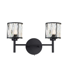Keene 2 Light G9 Switched Wall Lamp Sand Black / Clear Crystal Shade-1