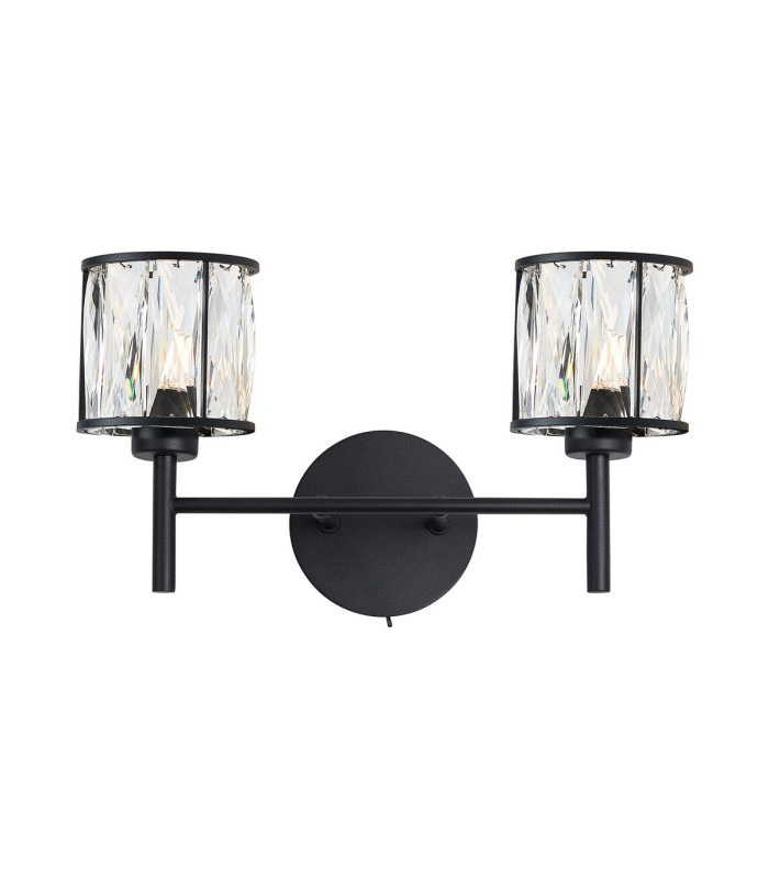 Keene 2 Light G9 Switched Wall Lamp Sand Black / Clear Crystal Shade-1