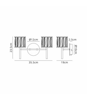 Keene 2 Light G9 Switched Wall Lamp Sand Black / Clear Crystal Shade-2