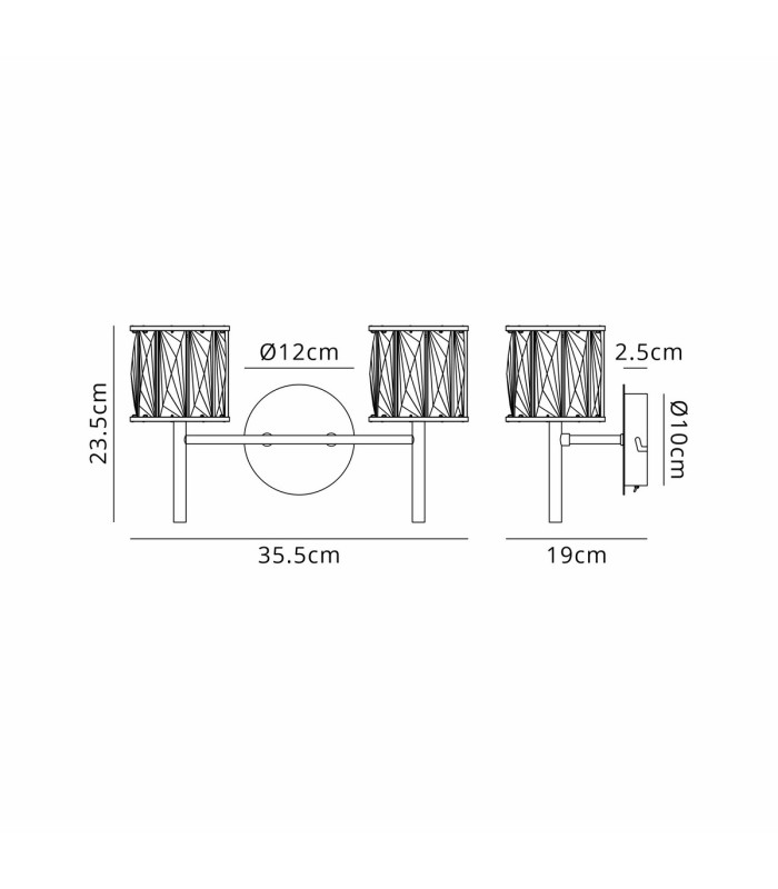 Keene 2 Light G9 Switched Wall Lamp Sand Black / Clear Crystal Shade-2