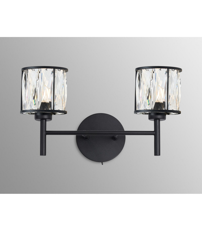 Keene 2 Light G9 Switched Wall Lamp Sand Black / Clear Crystal Shade-3