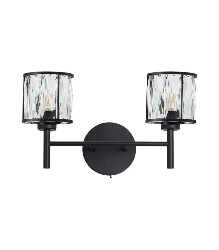 Keene 2 Light G9 Switched Wall Lamp Sand Black / Clear Crystal Shade-4