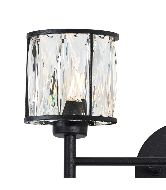 Keene 2 Light G9 Switched Wall Lamp Sand Black / Clear Crystal Shade-6