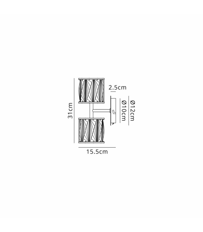 Keene 2 Light G9 Switched Up / Down Wall Lamp Sand Black / Clear Crystal Shade-2