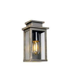 Vero 24cm Wall Lamp 1 x E27 IP44 Black/Brushed Gold -1