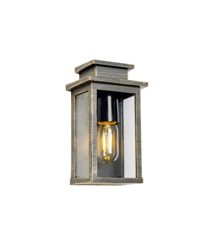 Vero 24cm Wall Lamp 1 x E27 IP44 Black/Brushed Gold -1