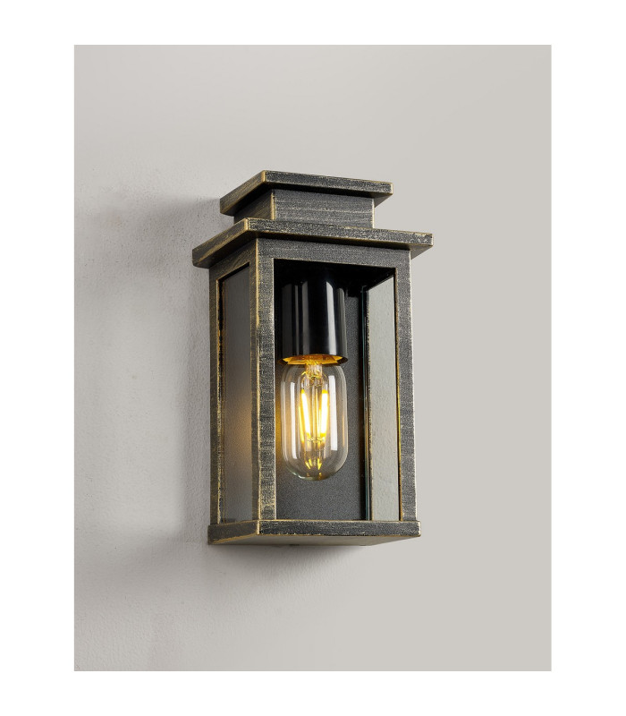Vero 24cm Wall Lamp 1 x E27 IP44 Black/Brushed Gold -3