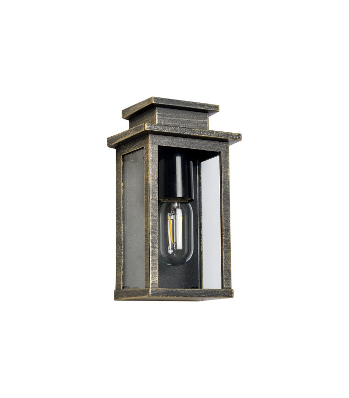 Vero 24cm Wall Lamp 1 x E27 IP44 Black/Brushed Gold -4
