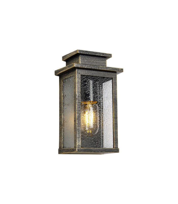 Vero 24cm Wall Lamp 1 x E27 IP44 Black/Brushed Gold -5