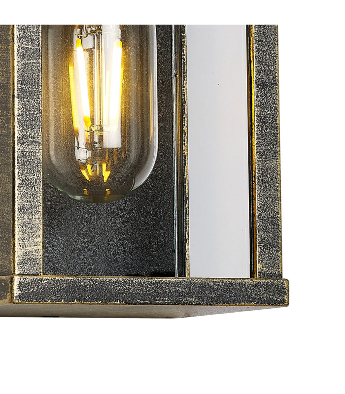 Vero 24cm Wall Lamp 1 x E27 IP44 Black/Brushed Gold -6