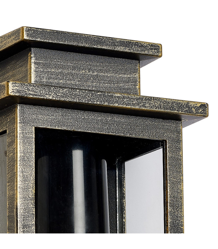 Vero 24cm Wall Lamp 1 x E27 IP44 Black/Brushed Gold -7