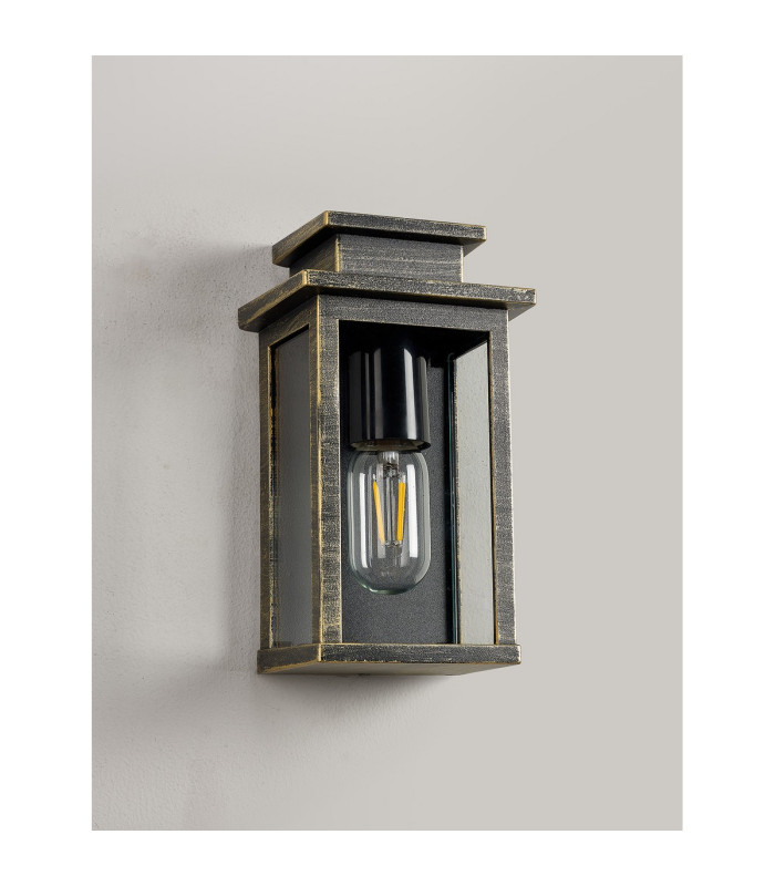 Vero 24cm Wall Lamp 1 x E27 IP44 Black/Brushed Gold -10