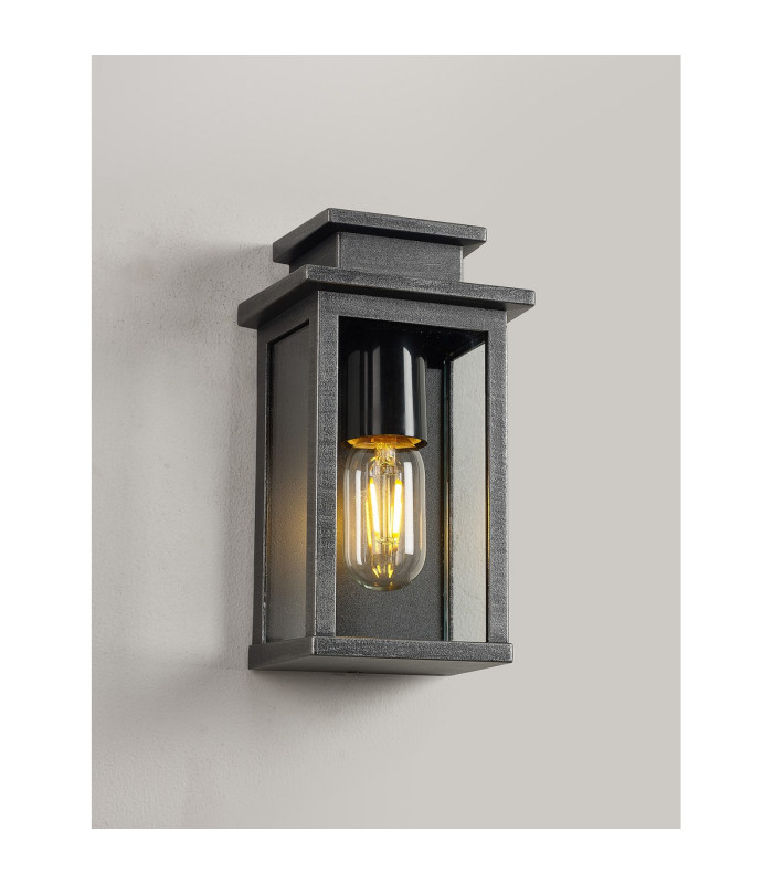 Vero 24cm Wall Lamp 1 x E27 IP44 Black/Brushed Silver -3