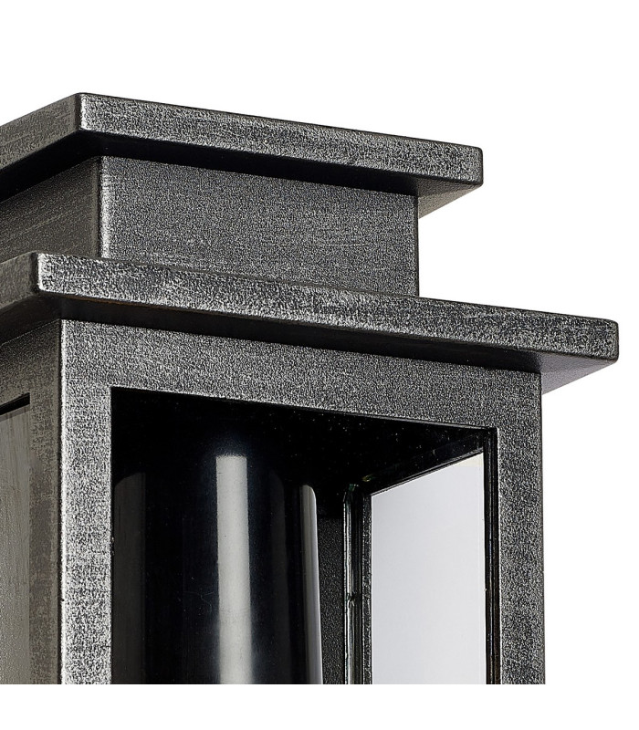 Vero 24cm Wall Lamp 1 x E27 IP44 Black/Brushed Silver -7