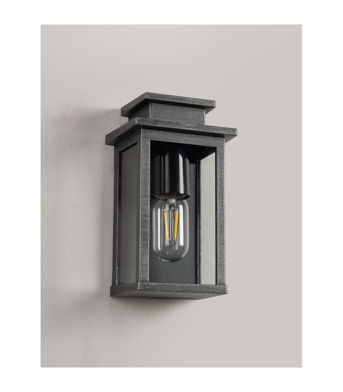 Vero 24cm Wall Lamp 1 x E27 IP44 Black/Brushed Silver -10