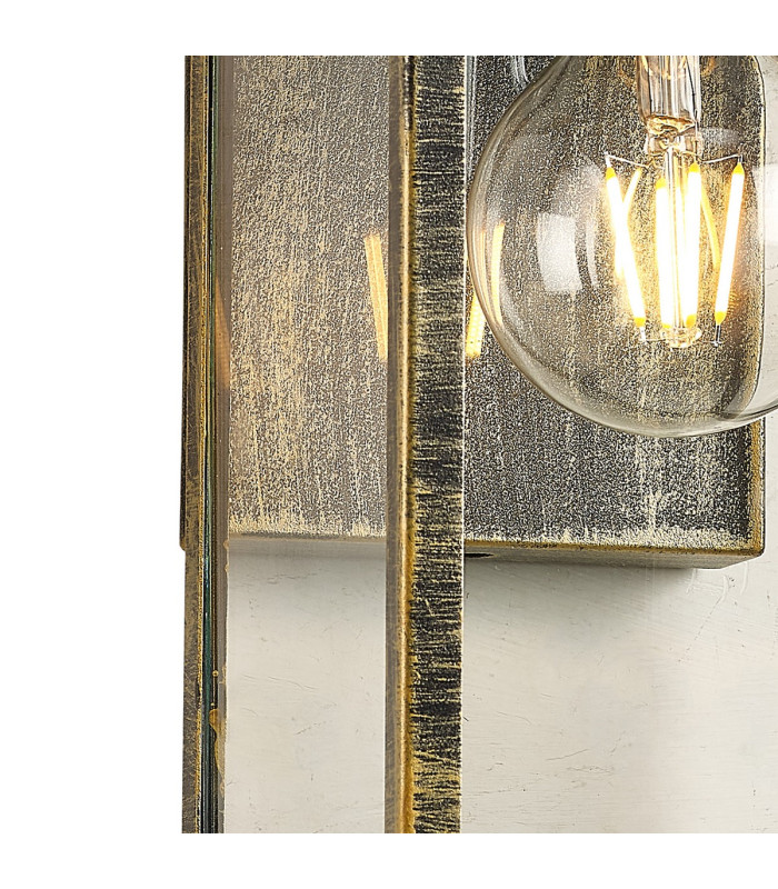 Vero 28cm Wall Lamp 1 x E27 IP44 Black/Brushed Gold -6