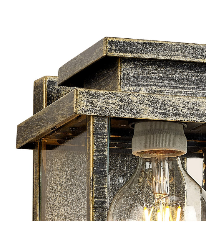 Vero 28cm Wall Lamp 1 x E27 IP44 Black/Brushed Gold -7