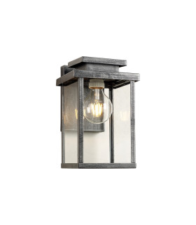Vero 28cm Wall Lamp 1 x E27 IP44 Black/Brushed Silver -1