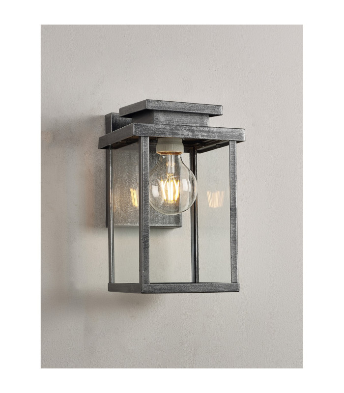 Vero 28cm Wall Lamp 1 x E27 IP44 Black/Brushed Silver -3