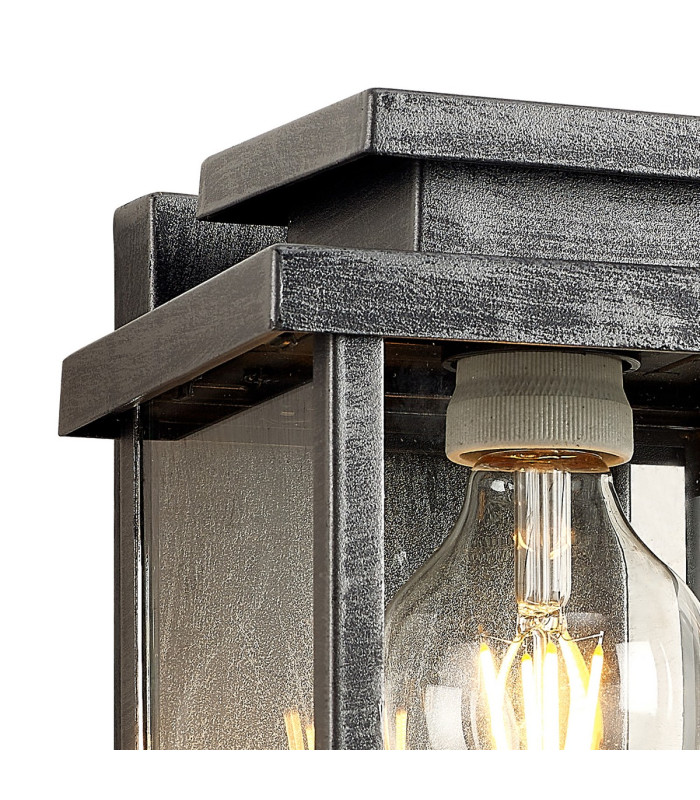 Vero 28cm Wall Lamp 1 x E27 IP44 Black/Brushed Silver -8