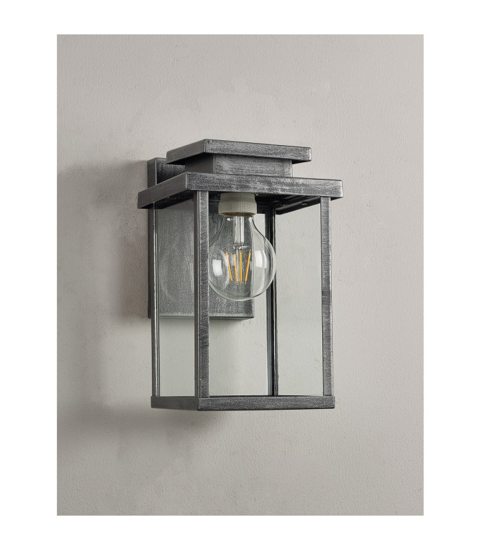 Vero 28cm Wall Lamp 1 x E27 IP44 Black/Brushed Silver -11