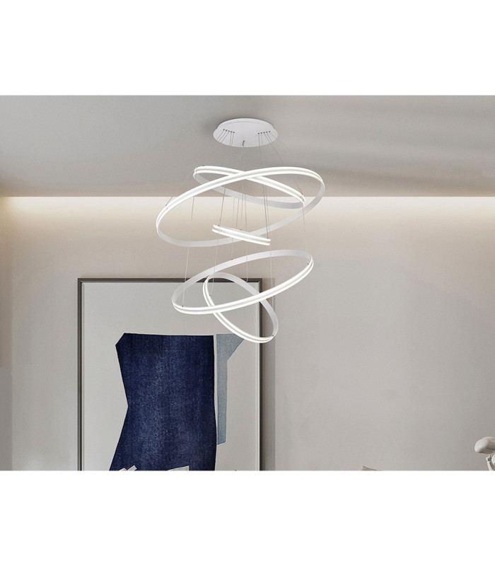 Richfield 116.5cm Pendant 5 Tier 150W LED 4000K 6800lm Triac Dimmable Matt White -4