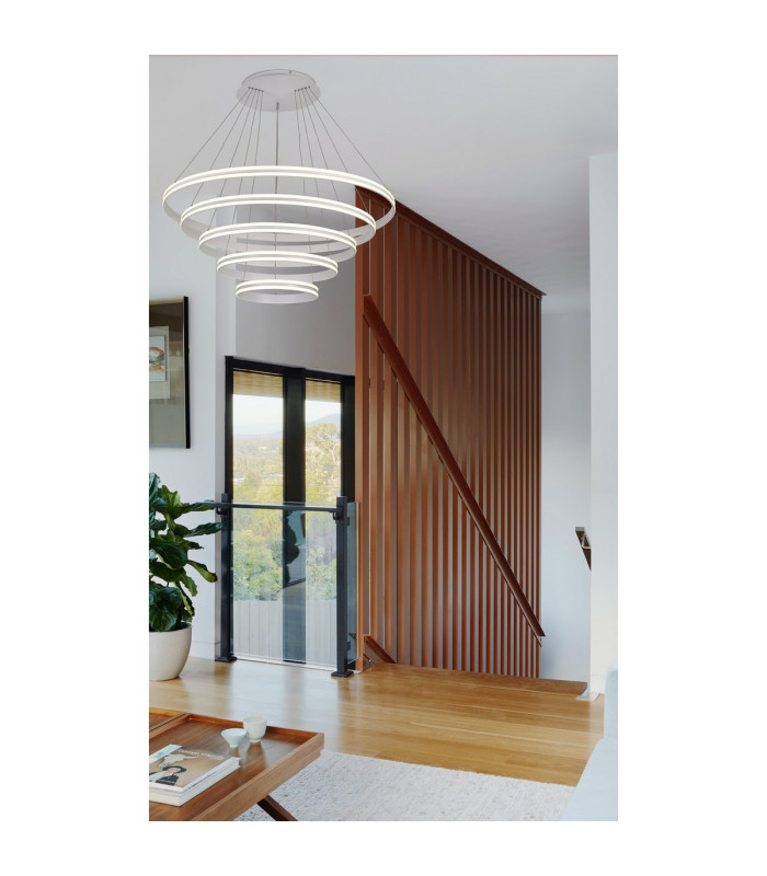 Richfield 116.5cm Pendant 5 Tier 150W LED 4000K 6800lm Triac Dimmable Matt White -5