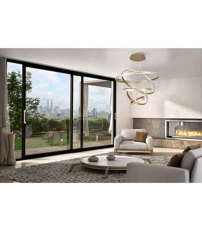 Richfield 116.5cm Pendant 5 Tier 150W LED 3500K 6800lm Triac Dimmable Sand Gold -4