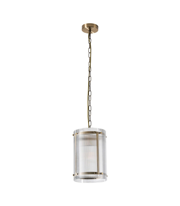 Butler 20.5cm Pendant 1 Light E27 Antique Brass / Narrow Ribbed Clear (B) Glass-4