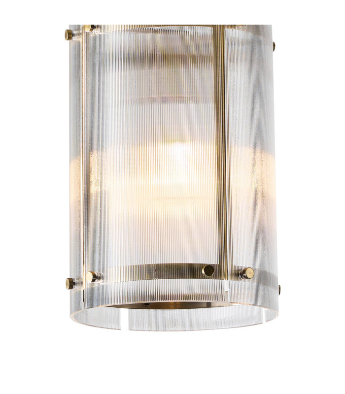 Butler 20.5cm Pendant 1 Light E27 Antique Brass / Narrow Ribbed Clear (B) Glass-6