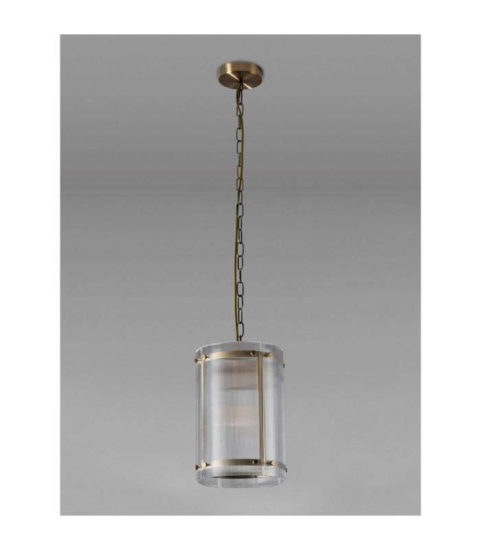 Butler 20.5cm Pendant 1 Light E27 Antique Brass / Narrow Ribbed Clear (B) Glass-7
