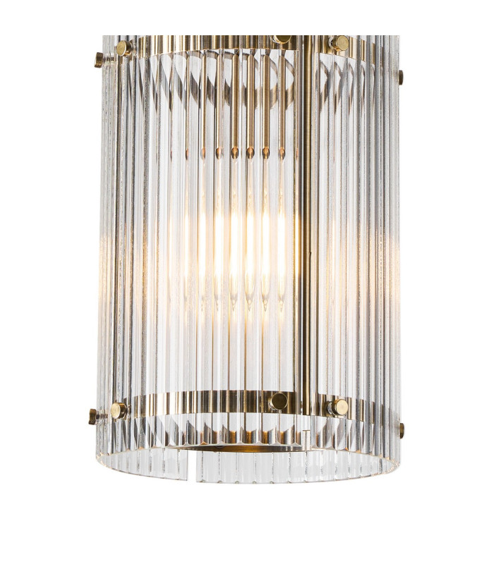 Butler 20.5cm Pendant 1 Light E27 Antique Brass / Wide Ribbed Clear (C) Glass-6