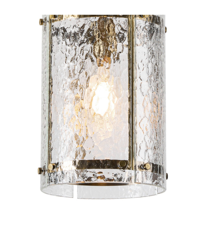 Butler 20.5cm Pendant 1 Light E27 Antique Brass / Cobbled Clear (D) Glass-6