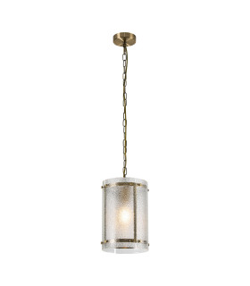 Butler 20.5cm Pendant 1 Light E27 Antique Brass / Seeded Clear (E) Glass-1
