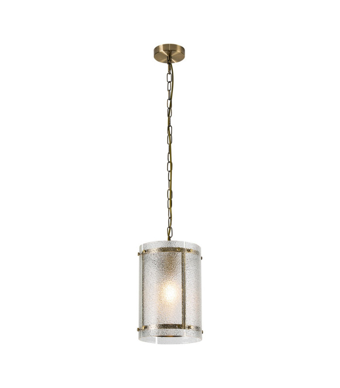 Butler 20.5cm Pendant 1 Light E27 Antique Brass / Seeded Clear (E) Glass-1