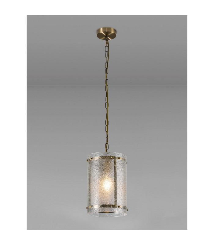 Butler 20.5cm Pendant 1 Light E27 Antique Brass / Seeded Clear (E) Glass-3